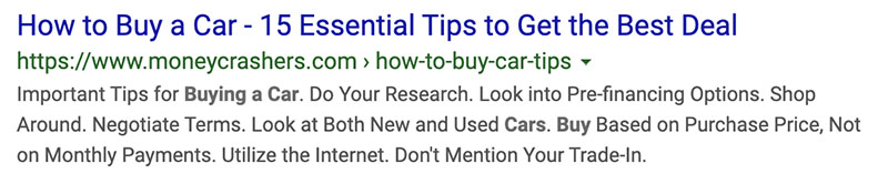 google search title and description with clickbait