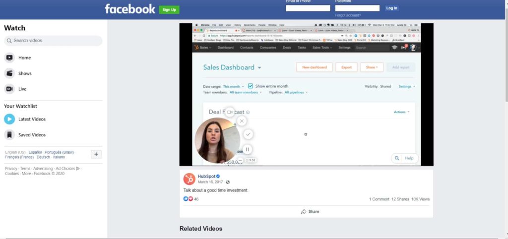 HubSpot Facebook Video