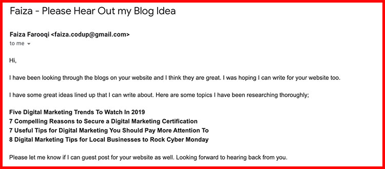 bad blog idea outreach email
