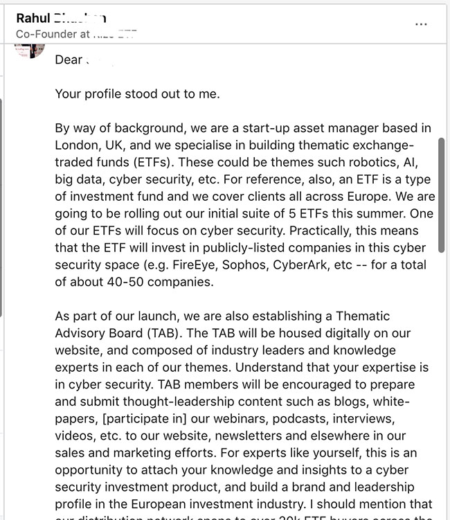 A hedge fund manager seeking advisory support