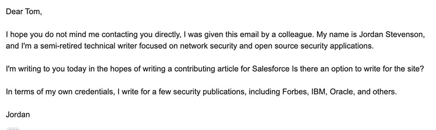 template for email outreach pitch