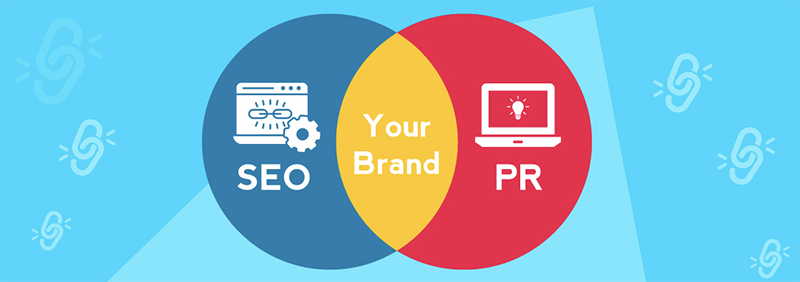 seo and pr circles overlapping with your brand written in the overlapping space