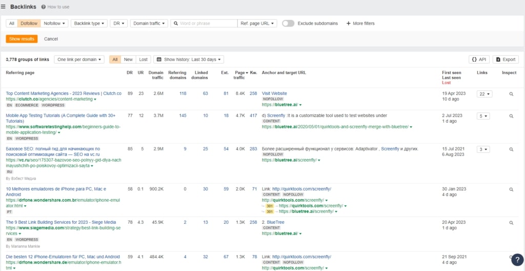 Backlink tool preview Backlink tool preview
