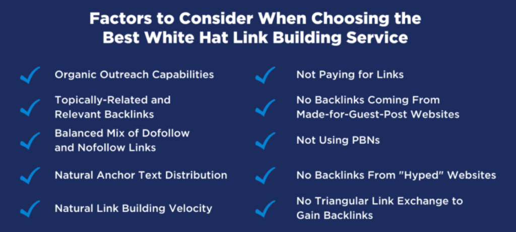 Factors to consider when choosing white hat link building
